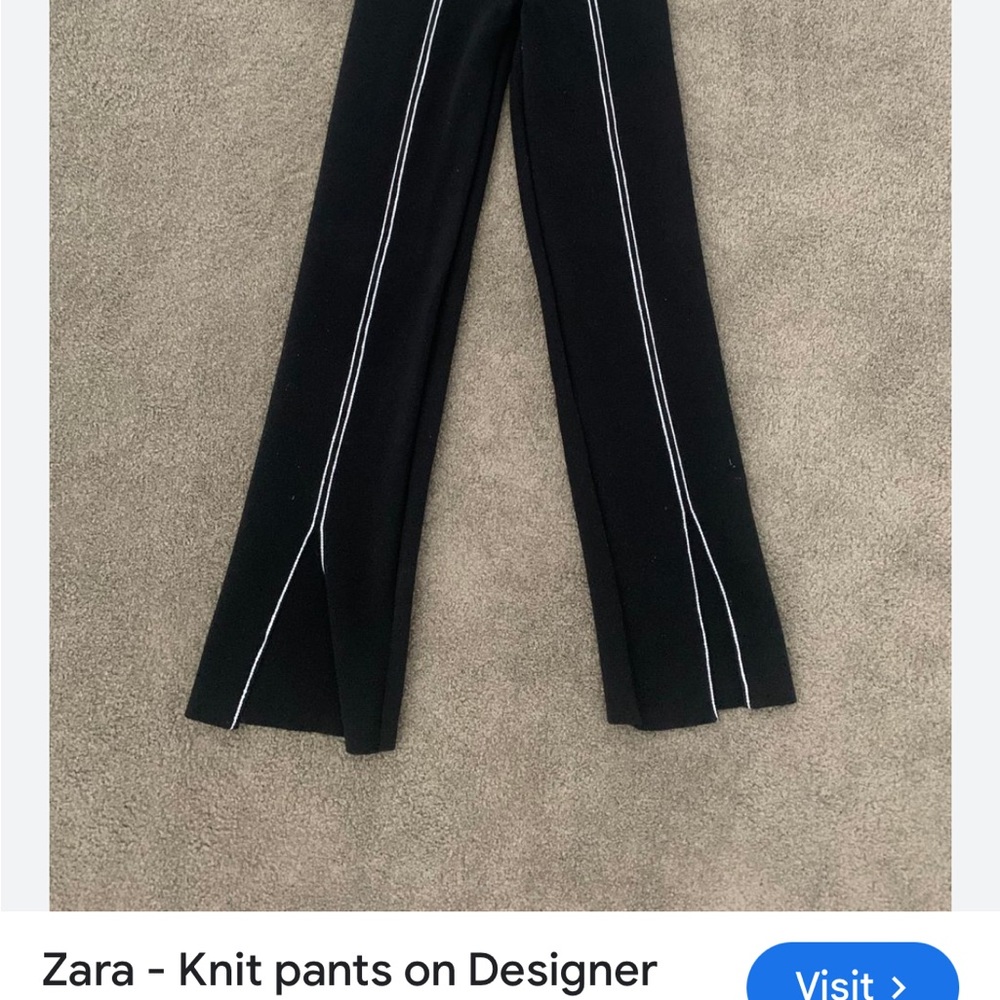Zara Black Knit Pants with White Stripes